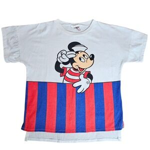 *Read Single Stitch Vtg Disney Mickey Mouse Shirt Small Red Blue Striped